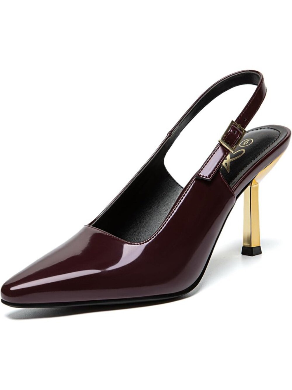 Women's Burgundy High Heel Closed Square Toe Pumps Soft Latex Insole Dress Shoes